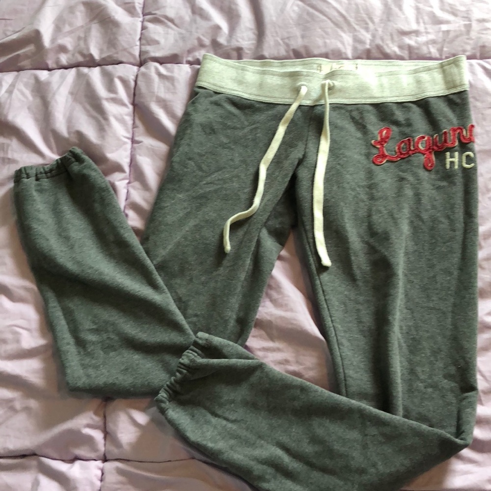 Hollister SMALL gray red & white sweat pants